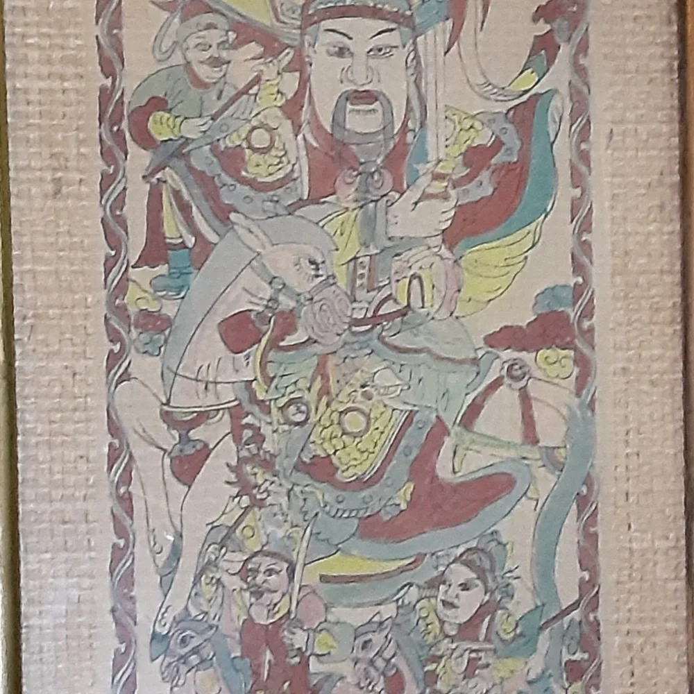 VINTAGE CHINESE WOODBLOCK WARRIOR  BOUGHT IN CHINA Handmade Original - Picture 2 of 5